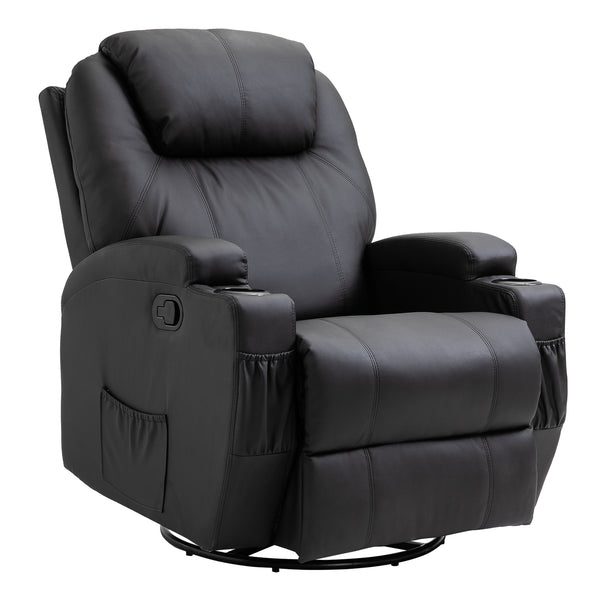 Poltrona Relax Massaggiante 84x92x109 cm in Similpelle Nera sconto