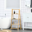 Mobiletto Bagno Pieghevole 3 Ripiani 44,5x33x108 cm in Bambù e Poliestere Grigio