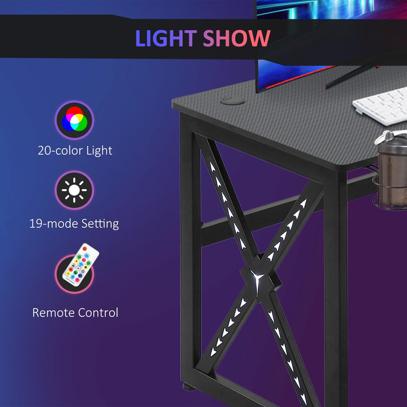 Scrivania Gaming con Luci LED 120x60x73 cm  in MDF e Metallo Nero