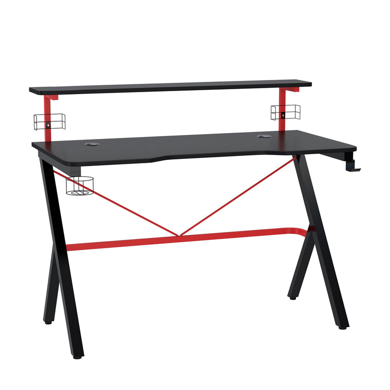 Scrivania Gaming con Ripiano Monitor 120x60x97 cm in MDF e Metallo Nero