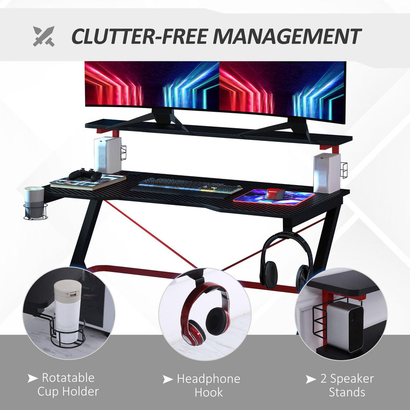 Scrivania Gaming con Ripiano Monitor 120x60x97 cm in MDF e Metallo Nero