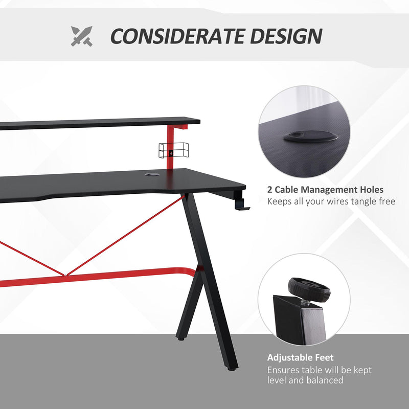 Scrivania Gaming con Ripiano Monitor 120x60x97 cm in MDF e Metallo Nero