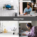 Scrivania Porta PC 120x60x74,5 cm in Metallo e Vetro Temperato Bianco