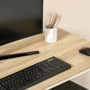 Scrivania Porta PC 115x55x75 cm in Metallo e Truciolare Rovere Bianco