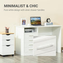 Scrivania Porta PC 4 Cassetti 120x50x76 cm in Legno Bianco