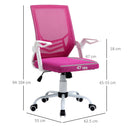 Sedia Operativa da Ufficio 62,5x55x94-104 cm in Tessuto Rosa