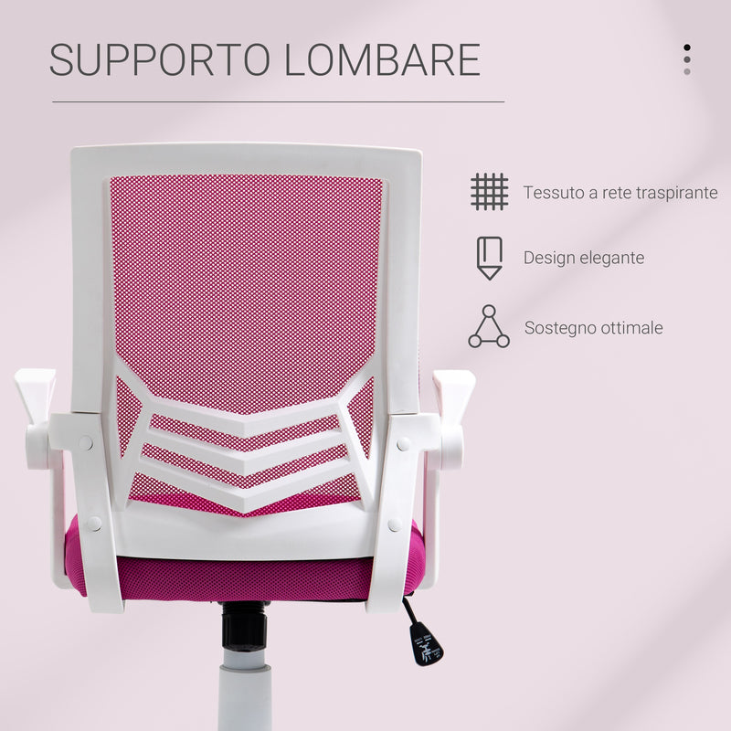 Sedia Operativa da Ufficio 62,5x55x94-104 cm in Tessuto Rosa