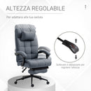 Sedia Poltrona Presidenziale da Ufficio 66x70x116-124 cm con Poggiapiedi in Tessuto Grigio