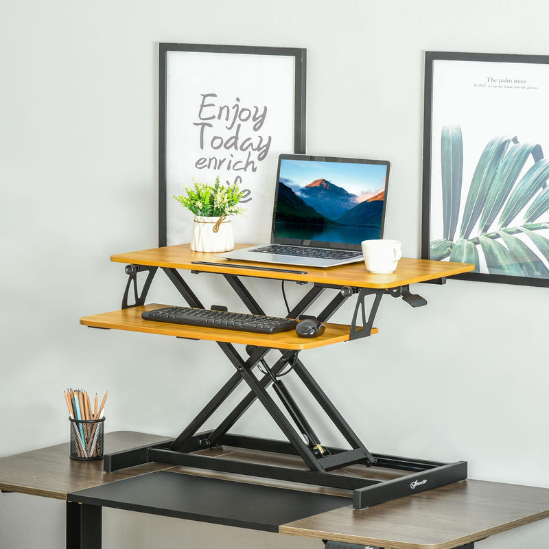 Supporto Monitor Pc da Scrivania 80x40x13,5-51 cm in Acciaio e Legno