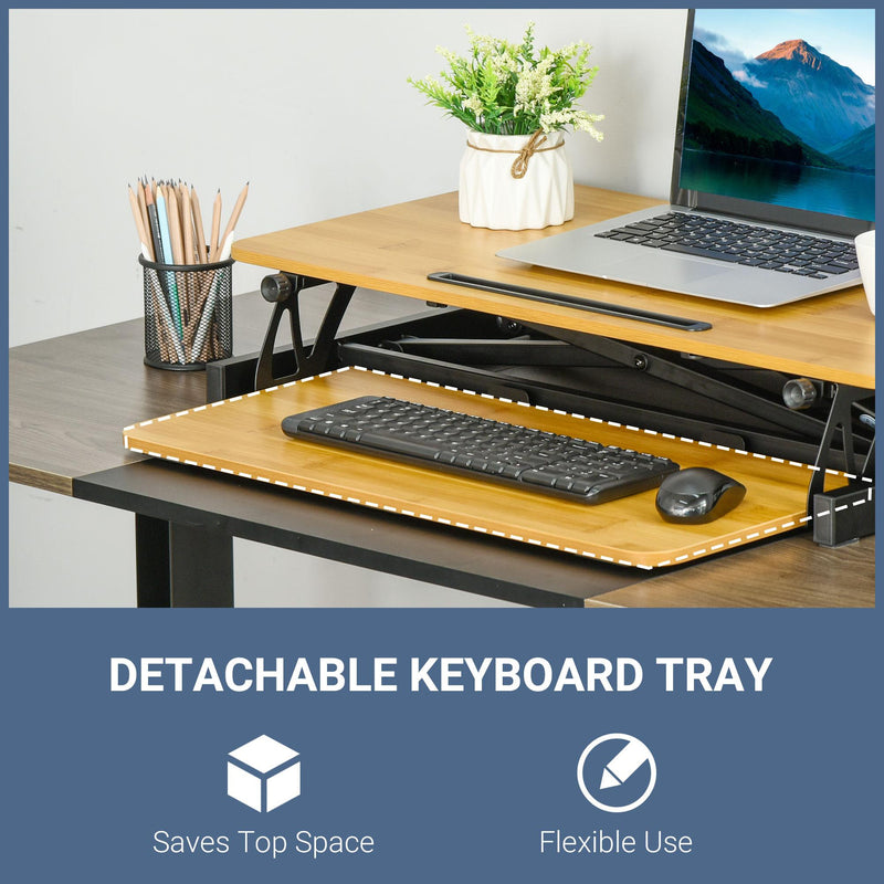 Supporto Monitor Pc da Scrivania 80x40x13,5-51 cm in Acciaio e Legno