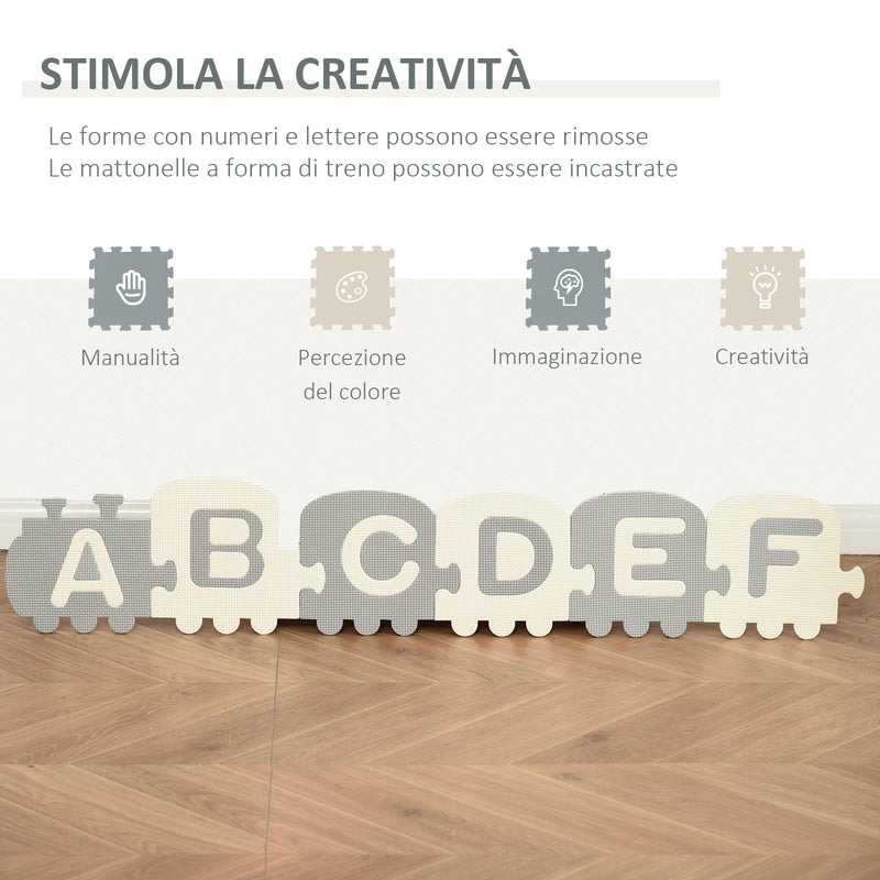 Tappeto Puzzle per Bambini 182,5x182,5 cm in EVA Bianco Grigio