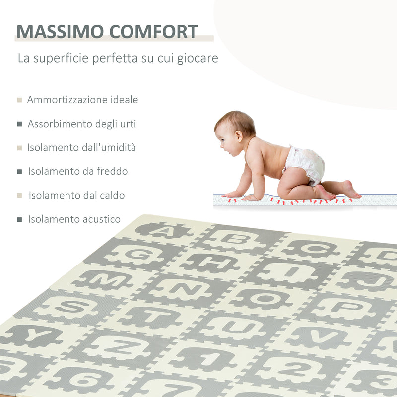 Tappeto Puzzle per Bambini 182,5x182,5 cm in EVA Bianco Grigio