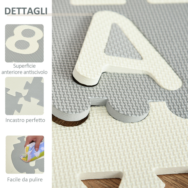 Tappeto Puzzle per Bambini 182,5x182,5 cm in EVA Bianco Grigio