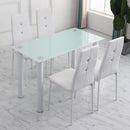 Tavolo Rettangolare 120x60x75 cm in Metallo e Vetro Temperato Bianco