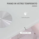 Tavolo Rettangolare 120x60x75 cm in Metallo e Vetro Temperato Bianco