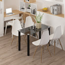 Tavolo Rettangolare 120x60x75 cm in Metallo e Vetro Temperato Nero