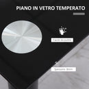 Tavolo Rettangolare 120x60x75 cm in Metallo e Vetro Temperato Nero