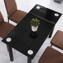 Tavolo Rettangolare 120x60x75 cm in Metallo e Vetro Temperato Nero