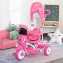Triciclo Passeggino con Seggiolino Reversibile per Bambini Rosa