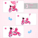 Triciclo Passeggino con Seggiolino Reversibile per Bambini Rosa