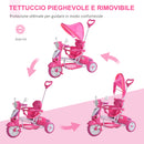 Triciclo Passeggino con Seggiolino Reversibile per Bambini Rosa