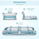 Vaschetta Bagnetto per Bambini 114x60,4x53 cm Antiscivolo Pieghevole Blu Bianco