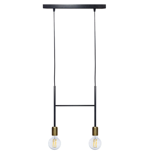 Sospensione 2xE27 Montatura Verniciata Nero Oro Satinato E-Energy Elvira sconto