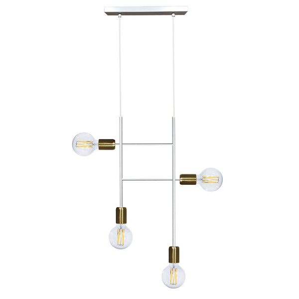 online Sospensione 4xE27 Montatura Verniciata Bianco Oro Satinato E-Energy Elvira