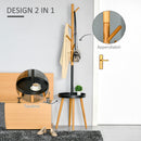 Appendiabiti da Terra 40x40x179 cm con Tavolino Nero e Legno