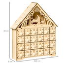 Calendario dell'Avvento  26,6x6x30 cm 24 Cassetti e Presepe Intagliato in Legno