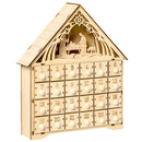 Calendario dell'Avvento  26,6x6x30 cm 24 Cassetti e Presepe Intagliato in Legno