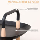 Carrello da Cucina 57,5x36,5x85 cm in Metallo e Plastica Nero e Marrone