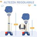 Canestro da Basket e Set Golf per Bambini con Altezza Regolabile Bianco e Blu