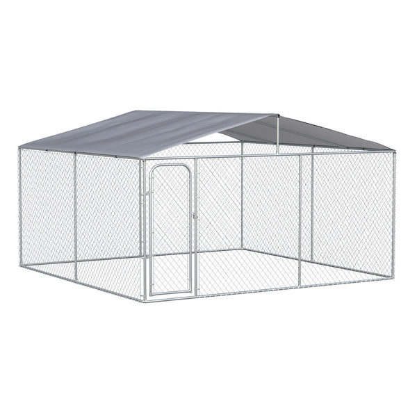 Kennel per Cani da Esterno 400x400x232 cm in Metallo Argento acquista