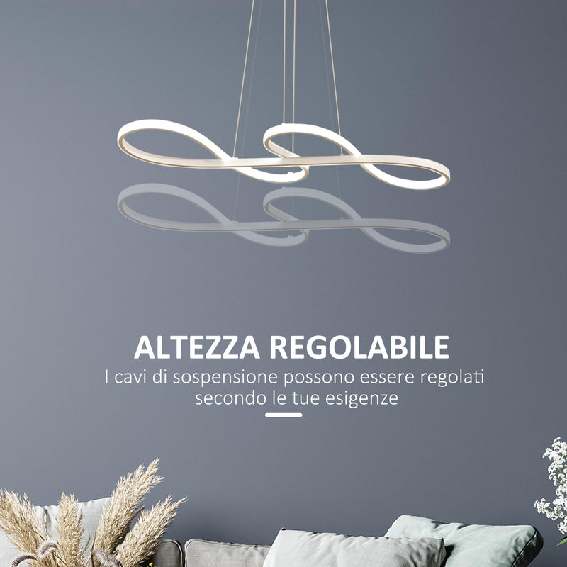 Lampadario a LED 70W Altezza Regolabile Bianco