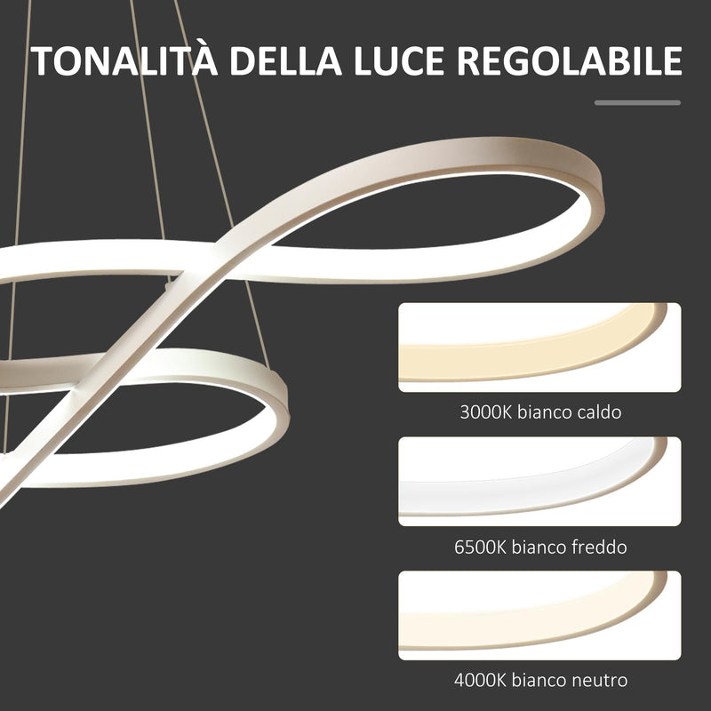 Lampadario a LED 70W Altezza Regolabile Bianco