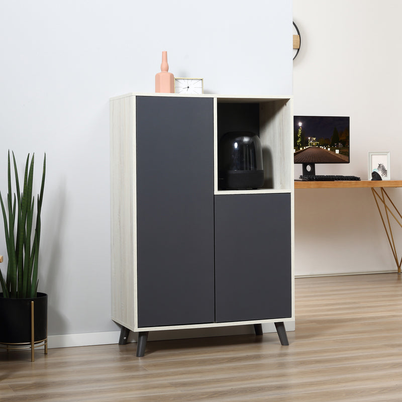 Libreria Moderna 80x40x120 cm 2 Ante 1 Ripiano Grigio Scuro