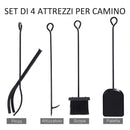 Portalegna per Camino 84x33x76 cm con Accessori in Metallo Nero