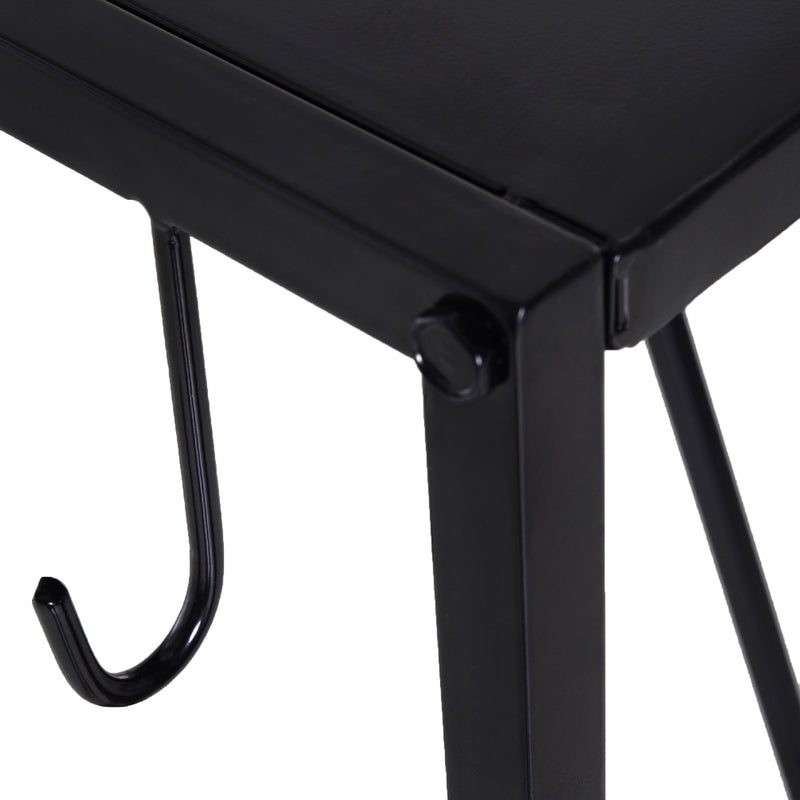 Portalegna per Camino 34x34x111 cm con Accessori in Metallo Nero