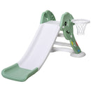 Scivolo per Bambini 146x68x68 cm con Canestro e Pallone Basket Verde e Bianco