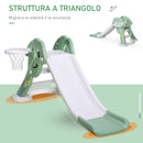 Scivolo per Bambini 146x68x68 cm con Canestro e Pallone Basket Verde e Bianco