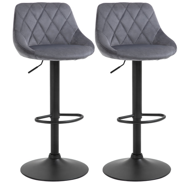 prezzo Set 2 Sgabelli da Bar 51,5x48x83-104 cm in Tessuto Effetto Velluto Grigio Scuro e Nero