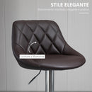 Set 2 Sgabelli da Bar 51,5x48x83-104 cm in Similpelle Marrone