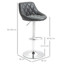 Set 2 Sgabelli da Bar 51,5x48x83-104 cm in Similpelle Nero