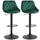 Set 2 Sgabelli da Bar 51,5x48x83-104 cm in Tessuto Effetto Velluto Verde