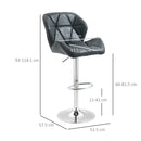 Set 2 Sgabelli da Bar 51,5x57,5x93-114,5 cm in Similpelle Nero