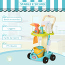 Set Pulizie Giocattolo per Bambini 30x29x55 cm 17 Accessori con Carrello