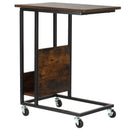 Tavolino da Salotto 55x35x69 cm con Ruote in Metallo e Legno Marrone