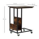Tavolino da Salotto 55x35x69 cm con Ruote in Metallo e Legno Marrone