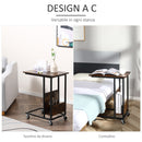 Tavolino da Salotto 55x35x69 cm con Ruote in Metallo e Legno Marrone